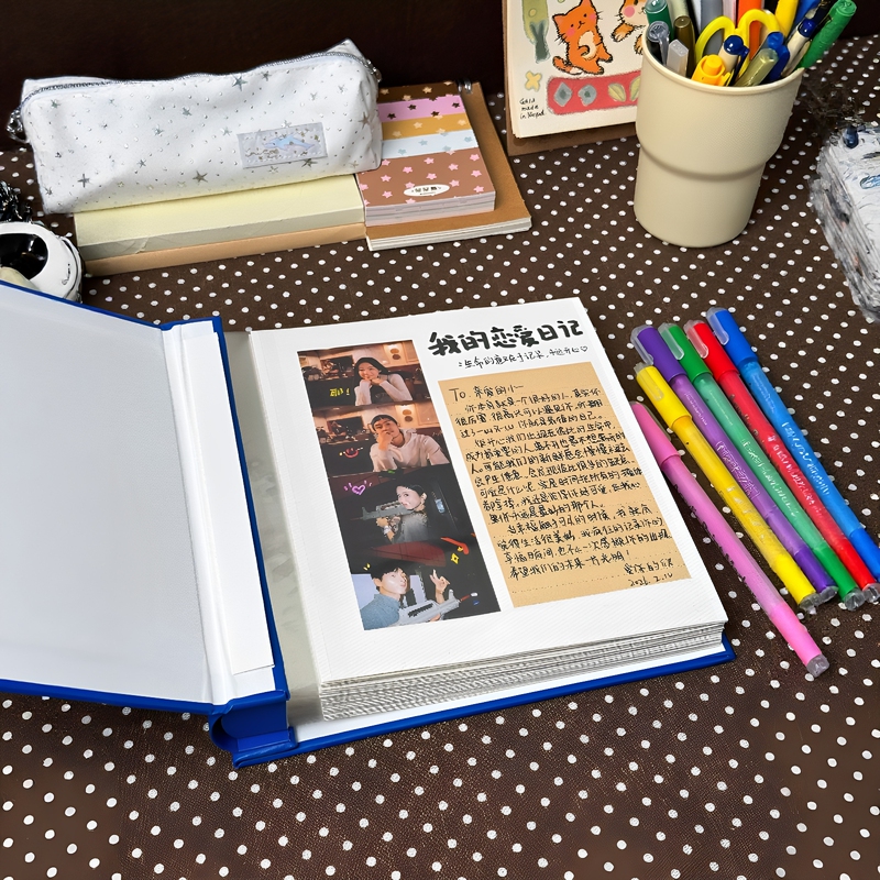 【Love Diary】Self-Adhesive Photo Album with Laminated Pages, DIY Handwritten Letter Photo Collection Memory Book, Gift for Boyfriend or Best Friend 【Love Diary】Self-Adhesive Photo Album with Laminated Pages, DIY Handwritten Letter Photo Collection Memory Book, Gift for Boyfriend or Best Friend