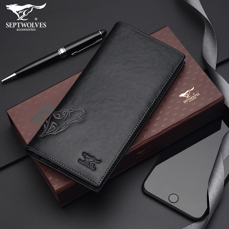 Seven Wolf Men Wallet Long - Edition Leather Tide 2021 New Clip Thin Capacity Head Leather Leather Leather