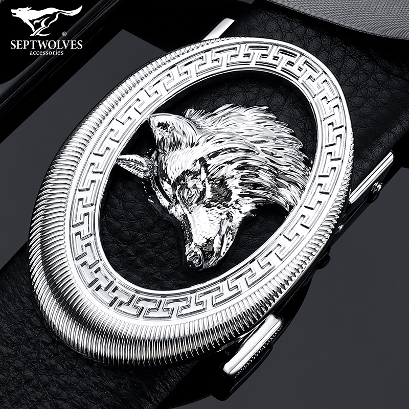 Seven Wolves Leather Belts Men Genuine Leather Upscale Brands 2021 New Youth Trends Automatic Buckle Belts