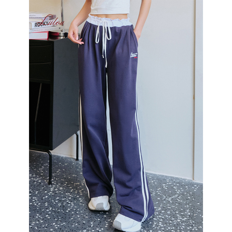 楊子の同系色Liilouパッチワークデザインカジュアルパンツ、ゆったりとした夏用万能スポーツパンツ、女性用