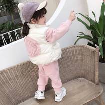 Girls original winter coat three - piece set 2022 new plus thickening cute gas network red childrens movement
