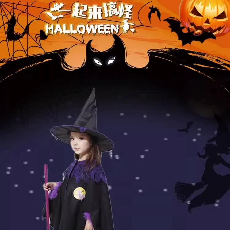 Halloween Trẻ Em Trang Phục Cô Gái Phù Thủy Nhỏ Mũ Trang Phục Hóa Trang + Áo Cho Bé Trang Phục Hóa Trang