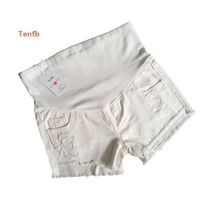 2022 New Summer Maternity Hold Short Jeans White Denim Short