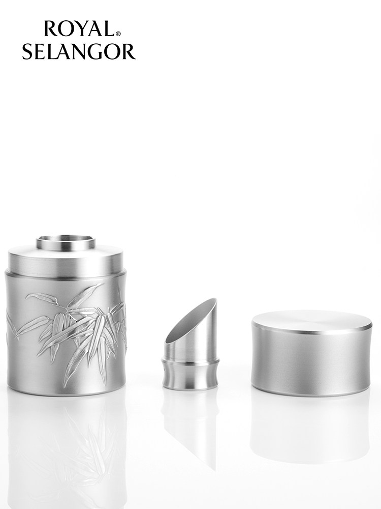 ROYAL SELANGOR 茶箱 スズ製 花の彫刻 木製ケース付き（皇家