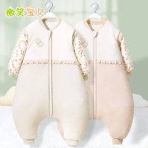 Cotton baby sleeping bag spring and autumn thin section Autumn and winter thickened baby anti-kick quilt winter constant temperature leg split childrens sleeping bag