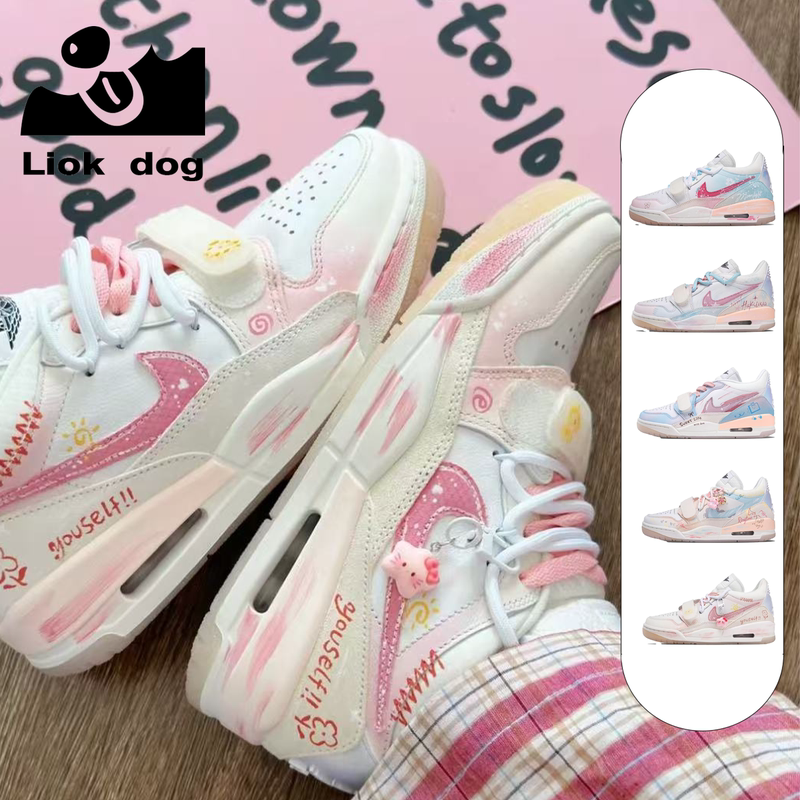Customized Sneakers Jordan Legacy 312 Sunflower Low-Top Basketball Shoes Unisex Pink