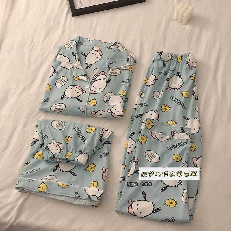 Pacha dog pajamas 2022 summer cartoon girls cute three-piece short-sleeved trousers home service student suit