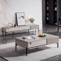 Light luxury Rock board tea table TV cabinet combination simple modern small apartment living room wall cabinet Nordic storage tea table