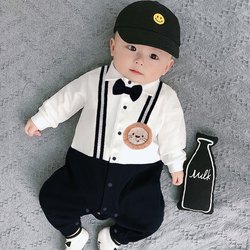 New Baby Jumpsuit for Spring and Autumn, Thin Pure Cotton, Long-Sleeved Crawling Clothes for Baby Boys, Stylish Newborn Clothes with a Little Lion Design