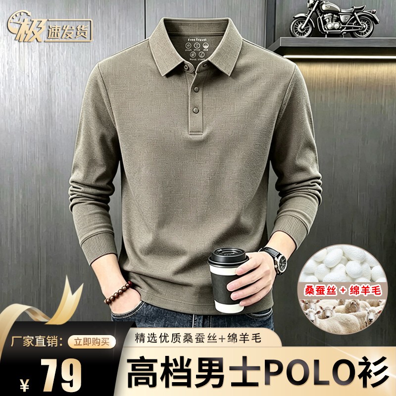 Romon 2026 Autumn and Winter High-Quality Versatile Skin-Friendly Base T-Shirt Men's Business Casual Long-Sleeve Polo Shirt