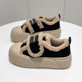Women's platform-soled velcro cotton shoes for winter plus velvet for winter