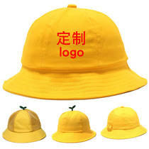 小学生专用小黄帽儿童印logo幼儿园渔夫帽小丸子盆帽亲子遮阳帽女