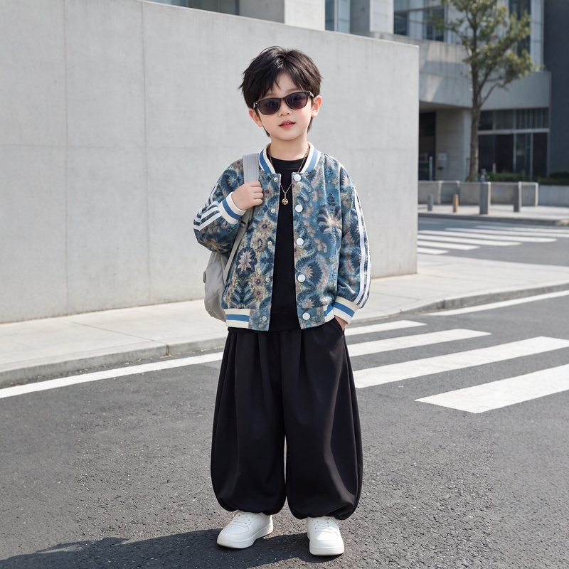 Boys' Autumn Jacket 2026 New Korean Style Retro Children's Floral Baseball Jacket Cool and Stylish Autumn Clothing for Little Boys Boys' Autumn Jacket 2026 New Korean Style Retro Children's Floral Baseball Jacket Cool and Stylish Autumn Clothing for Little Boys