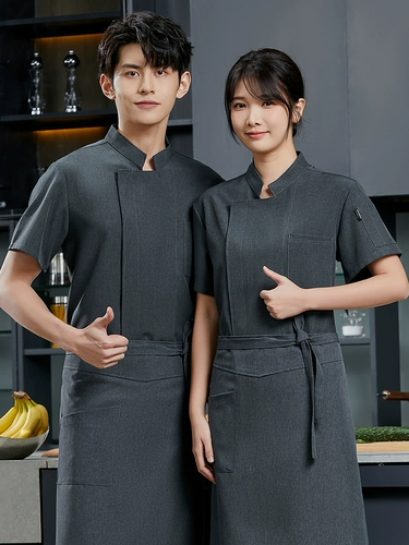 Hotel Hotel Chef Chef Work Одежда с коротким рукавом тонкая дышащая после выпечки кухонной одежды шеф-повара для мужчин и женщин настройка на лето