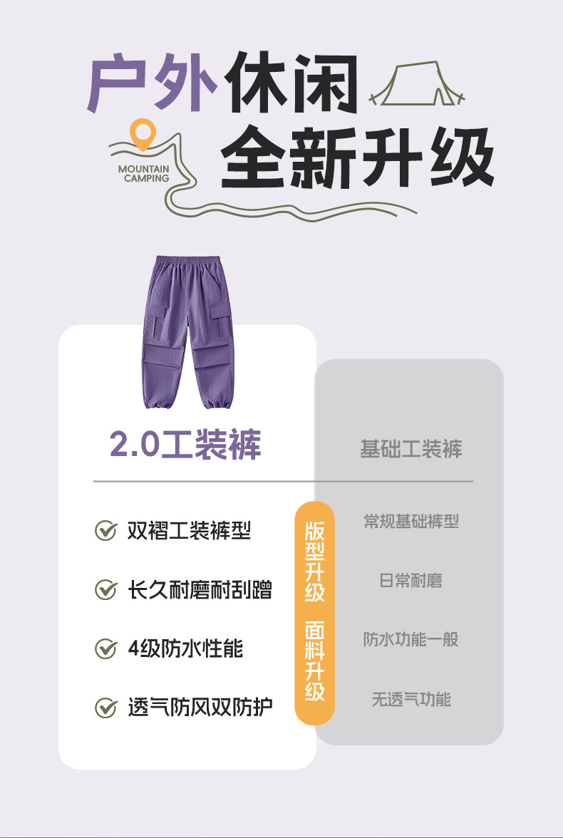 运动真维斯女童裤子2026新款冲锋工装裤儿童长裤春秋大童薄款女孩 — 3