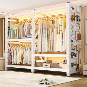 Open coat rack bedroom floor-standing multi-layer storage rack children's clothes rack multi-functional hole board clothes rack