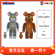 Bearbrick building Wood Bear Cat and Mouse Tom Jerry flocking 400% 100% ornaments doll