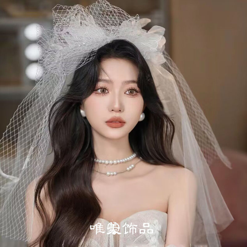 森系短款新娘头纱!白色礼服造型神器,少女感爆棚的婚礼必备!-头纱-淘宝好物网