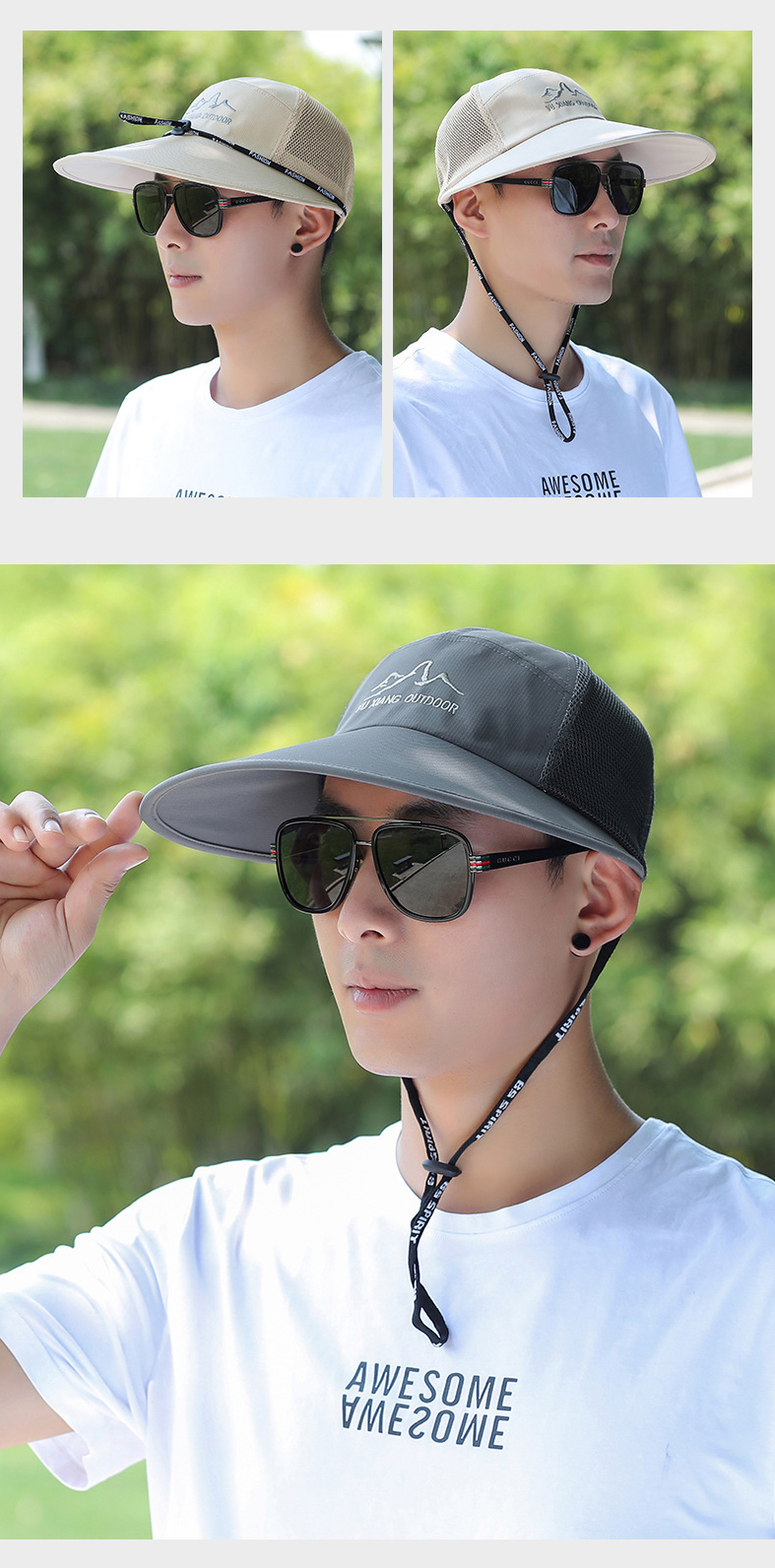 春夏季防晒遮阳男士钓鱼鸭舌薄户外速干棒球太阳帽