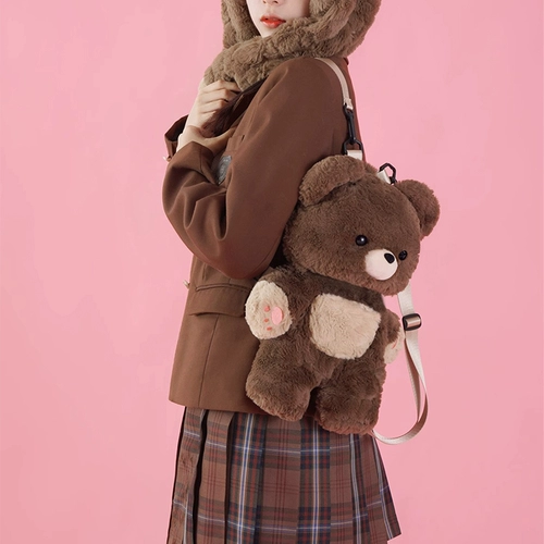 Плюшевый рюкзак, сумка, плюшевая кукла, ранец, с медвежатами, подарок на день рождения