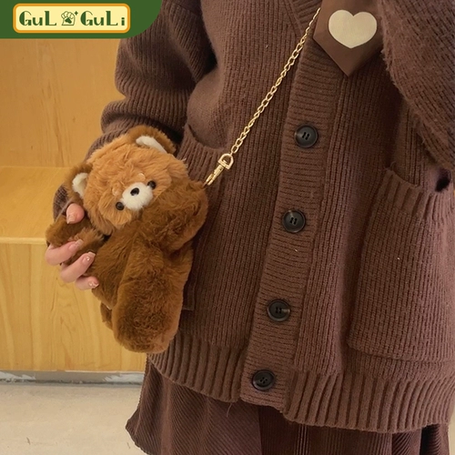 Плюшевая сумка через плечо, рюкзак, кукла, с медвежатами, панда, подарок на день рождения