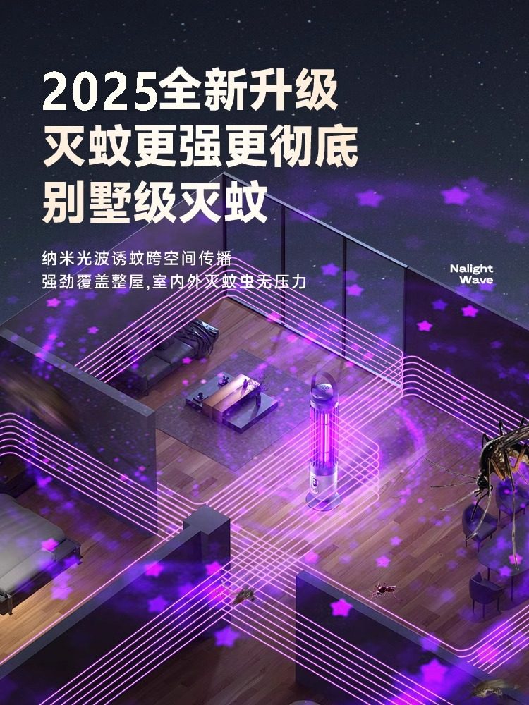 2025 New Mosquito Killer Lamp, Mosquito Suction and Electric Shock Fly Killer, Household Mosquito Repellent Device, Indoor Bedroom Baby Outdoor Mosquito Trap