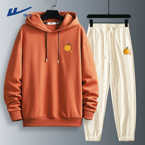 Warrior, модный спортивный костюм для влюбленных подходит для мужчин и женщин, абрикосовая толстовка с капюшоном, штаны, осенняя