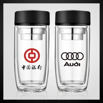 Water cup double-layer glass custom logo opening event gifts souvenirs business cups free printing and customization