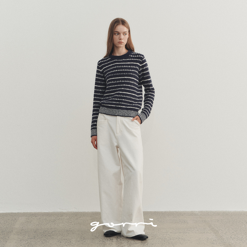 Gorri Crew Spliced Striped Knitted Long-Sleeved Round-Neck Pullover Slim-Fit Special Yarn Sweater 2026 Winter Gorri Crew Spliced Striped Knitted Long-Sleeved Round-Neck Pullover Slim-Fit Special Yarn Sweater 2026 Winter