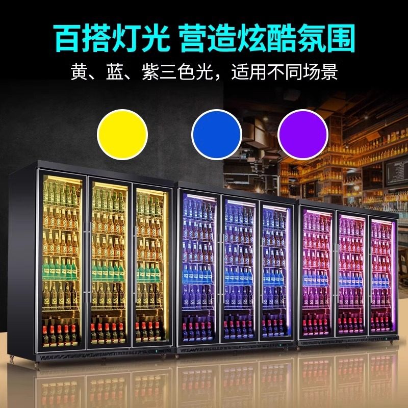 Internet Celebrity Wine Display Cabinet Freezer Beer Cabinet Beverage Cabinet Refrigerated Freezer Commercial Freezer Three-Door Bar Refrigerator