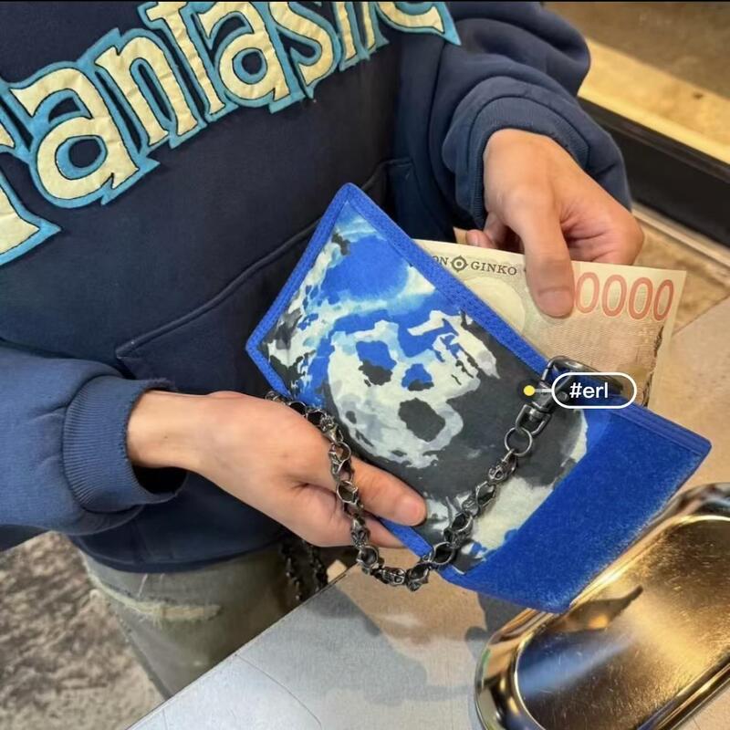 【Melancholy Blues】Erl 24Fw California Blue Skull Distressed Wallet Chain Wallet Comparable to Chrome Hearts 【Melancholy Blues】Erl 24Fw California Blue Skull Distressed Wallet Chain Wallet Comparable to Chrome Hearts