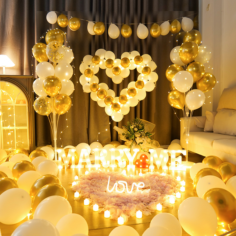 Surprise Proposal, Confession, Wedding Anniversary Decoration, Romantic Indoor Room, Trendy Living Room, Bedroom, Hotel Decoration