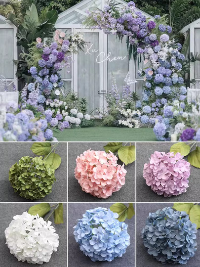 婚庆绣球仿真花白色绿色紫色婚礼粉色绢花婚庆插花排路引花艺假花