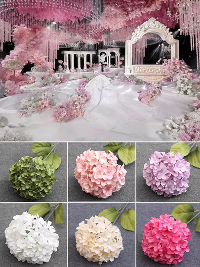 婚庆绣球仿真花白色绿色紫色婚礼粉色绢花婚庆插花排路引花艺假花