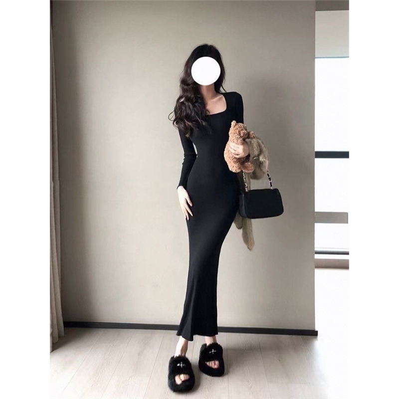 Dress, Coat, Spring and Autum Women's Figure-Flattering Bottoming, Tight-Fitting Hip-Hugging Skirt, Extra-Long Style with Slim Fishtail Inside Dress, Coat, Spring and Autum Women's Figure-Flattering Bottoming, Tight-Fitting Hip-Hugging Skirt, Extra-Long Style with Slim Fishtail Inside