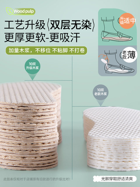 Disposable Wood Pulp Insoles for Summer Barefoot Shoes, Hygienic, Sweat-Absorbent, Deodorant, Breathable, Ultra-Thin, Anti-Foot Sweat for Men and Women