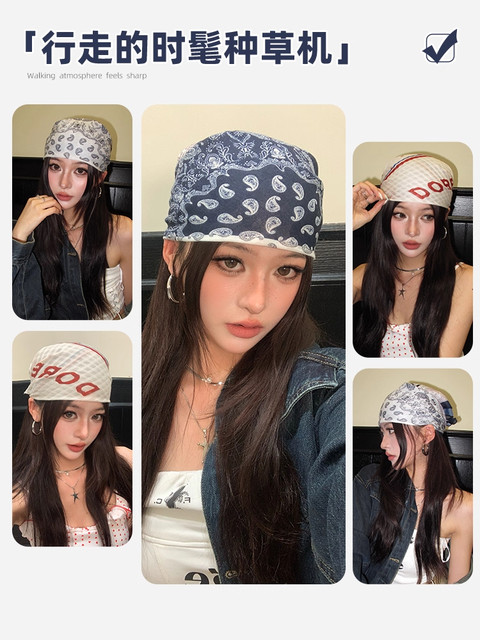 Hiphop Headscarf for Women, American Retro Street Dance Trendy Square Scarf, Y2K Millennial Hot Girl Fashion Headscarf, Hair Tie