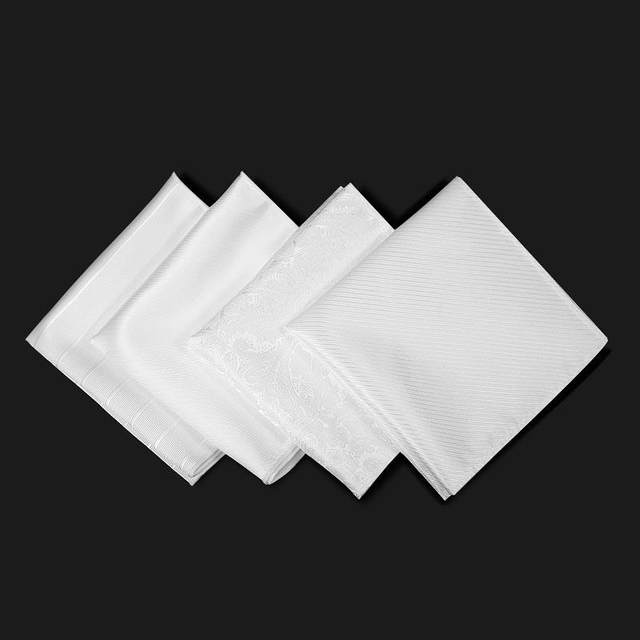 White pocket square men's shirt business formal wear handkerchief suit chest scarf solid color suit striped small square scarf silk scarf