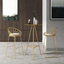 Nordic golden iron small bar table and chair combination for home modern simple high-leg round commercial leisure direct sales