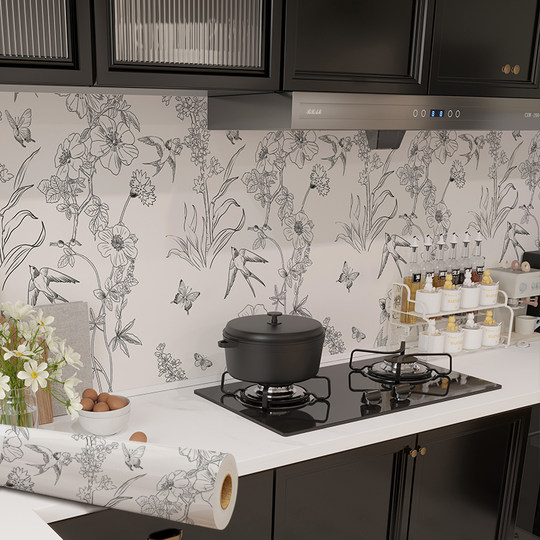Thickened Kitchen Oil-Proof Stickers, Waterproof and Moisture-Proof Self-Adhesive Wallpaper, Stove Wall Decoration, High Temperature Resistant and Washable Wallpaper