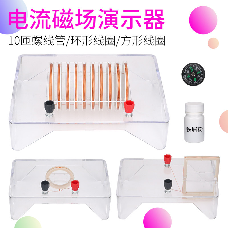 电流磁场演示器分体式方形环形线圈通电螺线管导线产生磁场可投影