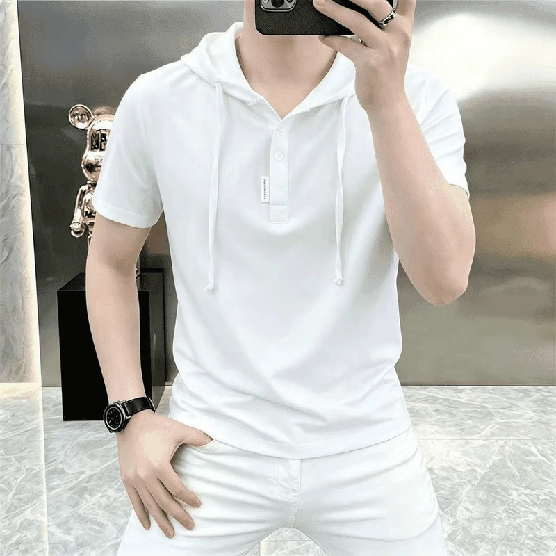【Light Luxury Fashion】Summer Men's Trendy Hooded Breathable Short-Sleeve Fashion Casual Versatile Half-Sleeve Sweatshirt Hoodie