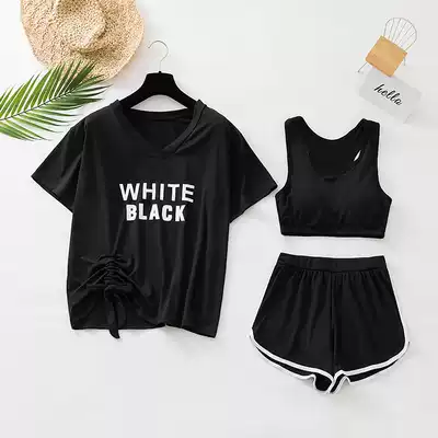 lest swimsuit female Conservative fairy fan Korean ins student 2021 New thin Belly Belly hot spring three-piece set