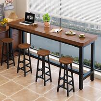 Solid wood bar table commercial high table wall long table home balcony high table bar table milk tea shop direct sale