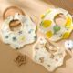 Autumn and Winter Baby Bibs Waterproof Petal-Shaped Pure Cotton Printed Korean Style 0-1-4 Years Old Newborn Baby Saliva Bibs Can Be Rotated