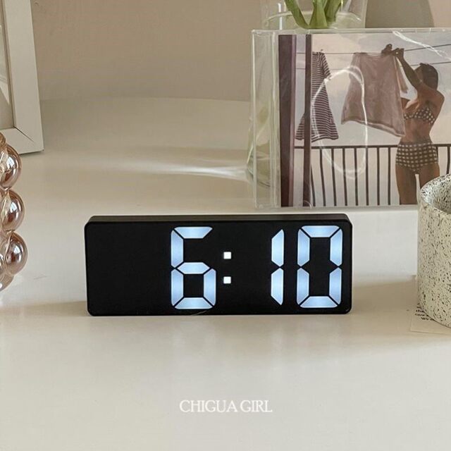 Japanese Imported Alarm Clock Mirror Digital Clock Led Night Light Silent Bedside Ornament Student Smart Electronic Clock