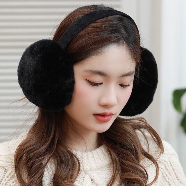 Winter Warm Plush Earmuffs for Women, Foldable Ear Protectors for Students, Anti-Cold Rabbit Fur Ear Covers
