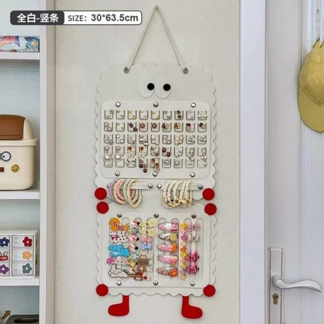 Multifunctional Girls' Hair Ties, Hair Bands, Hair Clips, Hair Hoops, Hanging Bags, Children's Hair Accessories Storage Organizer, Wall-Mounted Accessory Rack