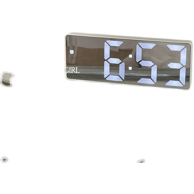 Japanese Imported Alarm Clock Mirror Digital Clock Led Night Light Silent Bedside Ornament Student Smart Electronic Clock