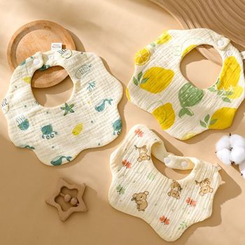 Baby Saliva Towel Newborn Pure Cotton Ultra-Soft Bib Princess Style for Baby 0-3 Months 6-Layer Gauze Petal Bib